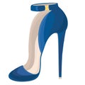 Blue high heeled shoe with buckle Royalty Free Stock Photo