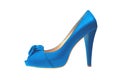 Blue high heeled shoe isolated on white Royalty Free Stock Photo
