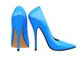 Blue high heels shoes, woman footwear, 3d illustration, glamour