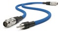 Blue high-quality audio cable with multiple connectors Royalty Free Stock Photo