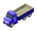 Blue High Sided Truck or Lorry as Motor Vehicle and Urban Transport for Transporting Cargo Isometric Vector Illustration