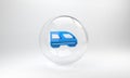 Blue High-speed train icon isolated on grey background. Railroad travel and railway tourism. Subway or metro streamlined Royalty Free Stock Photo