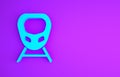 Blue High-speed train icon isolated on purple background. Railroad travel and railway tourism. Subway or metro Royalty Free Stock Photo