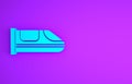 Blue High-speed train icon isolated on purple background. Railroad travel and railway tourism. Subway or metro Royalty Free Stock Photo