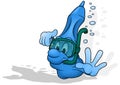 Blue Highlighter as Diver with Snorkel and Diving Goggles