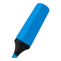 Blue Highlighter Pen Flat Icon on White Royalty Free Stock Photo