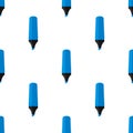 Blue Highlighter Pen Icon Seamless Pattern