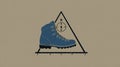Blue Hiking Boot with Compass and Geometric Frame - Symbolizing Adventure and Navigation Royalty Free Stock Photo