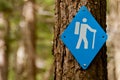 Blue Hiking Trail Marker Royalty Free Stock Photo