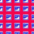 Blue Histogram graph photography icon isolated seamless pattern on red background. Vector