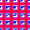 Blue Histogram graph photography icon isolated seamless pattern on red background. Vector