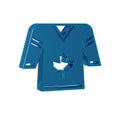 Blue Hockey jersey icon isolated on transparent background.