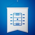 Blue Hockey table icon isolated on blue background. Football table. White pennant template. Vector