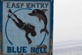 Blue Hole, easy entry sign, Dahab, Egypt Royalty Free Stock Photo