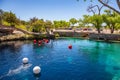 The Blue Hole is a famous deep pool with hidden underwater caves. Santa Rosa, New Mexico, US Royalty Free Stock Photo