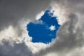 Blue hole peeks through the clouds Royalty Free Stock Photo