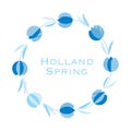 Blue holland style tulip flower pattern. Royalty Free Stock Photo