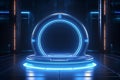 Blue Hologram Portal Magic Fantasy Teleport Podium with Hologram Effect