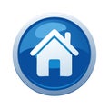 Blue Home Button Icon: Simple Interface Symbol for Website Navigation Royalty Free Stock Photo