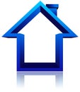 Blue home button icon on a white background Royalty Free Stock Photo
