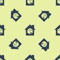 Blue Home delivery services icon isolated seamless pattern on yellow background. Vector Royalty Free Stock Photo