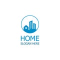 Blue Home Logo. House icon, Real estate logo. Stock illustration. Royalty Free Stock Photo