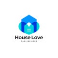 Blue home love icon logo premium vector illustration Royalty Free Stock Photo