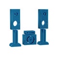 Blue Home stereo with two speaker s icon isolated on transparent background. Music system.