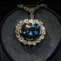 Blue Hope Diamond necklace on a black background Royalty Free Stock Photo