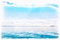 Blue Horizon Digital Watercolor Painting Royalty Free Stock Photo