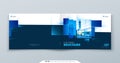 Blue Horizontal Brochure Cover Template Layout Design. Corporate Business Horizontal Brochure, Annual Report, Catalog Royalty Free Stock Photo