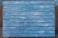 Blue horizontal vintage wood background texture with knots and nail holes. Old wood planks painted with blue paint Royalty Free Stock Photo