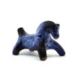 Blue horse, clay whistle from pouring ceramics isolated on a white background Royalty Free Stock Photo