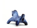 Blue horse, clay whistle from pouring ceramics isolated on a white background Royalty Free Stock Photo