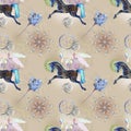 Blue horse on pattern