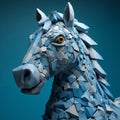 Blue Horse Sculpture: A Hyper-realistic Figurine Inspired By Social Media Portraiture