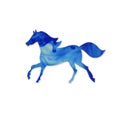 Blue horse silhouette. Running Horse Silhouette. Cloud of ink i Royalty Free Stock Photo