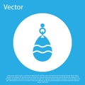 Blue Horseshoe icon isolated on blue background. White circle button. Vector