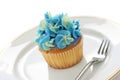Blue hortensia cupcake Royalty Free Stock Photo
