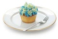 Blue hortensia cupcake Royalty Free Stock Photo