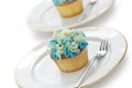 Blue hortensia cupcakes Royalty Free Stock Photo