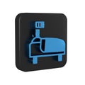 Blue Hospital bed icon isolated on transparent background. Black square button. Royalty Free Stock Photo