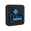 Blue Hospital bed icon isolated on transparent background. Black square button. Royalty Free Stock Photo