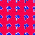 Blue Hotel door lock key icon isolated seamless pattern on red background. Vector Royalty Free Stock Photo