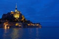 Blue hour on the abbey of Mont-Saint-Michel Royalty Free Stock Photo