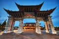 Blue hour at ancient chinese gates.