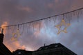 blue hour buildings and colorful sky on an advent xmas market i Royalty Free Stock Photo