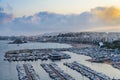 Panorama view of Blanes city in the evening, Costa Brava, Spain Royalty Free Stock Photo