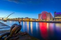 Blue hour at Dublin docks, Samuel Beckett bridge and convention centre, Ireland Royalty Free Stock Photo