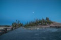 Blue Hour, Forest Trees, and Moonrise on Point Supreme View Point, Cedar Breaks National Monument, Utah Royalty Free Stock Photo